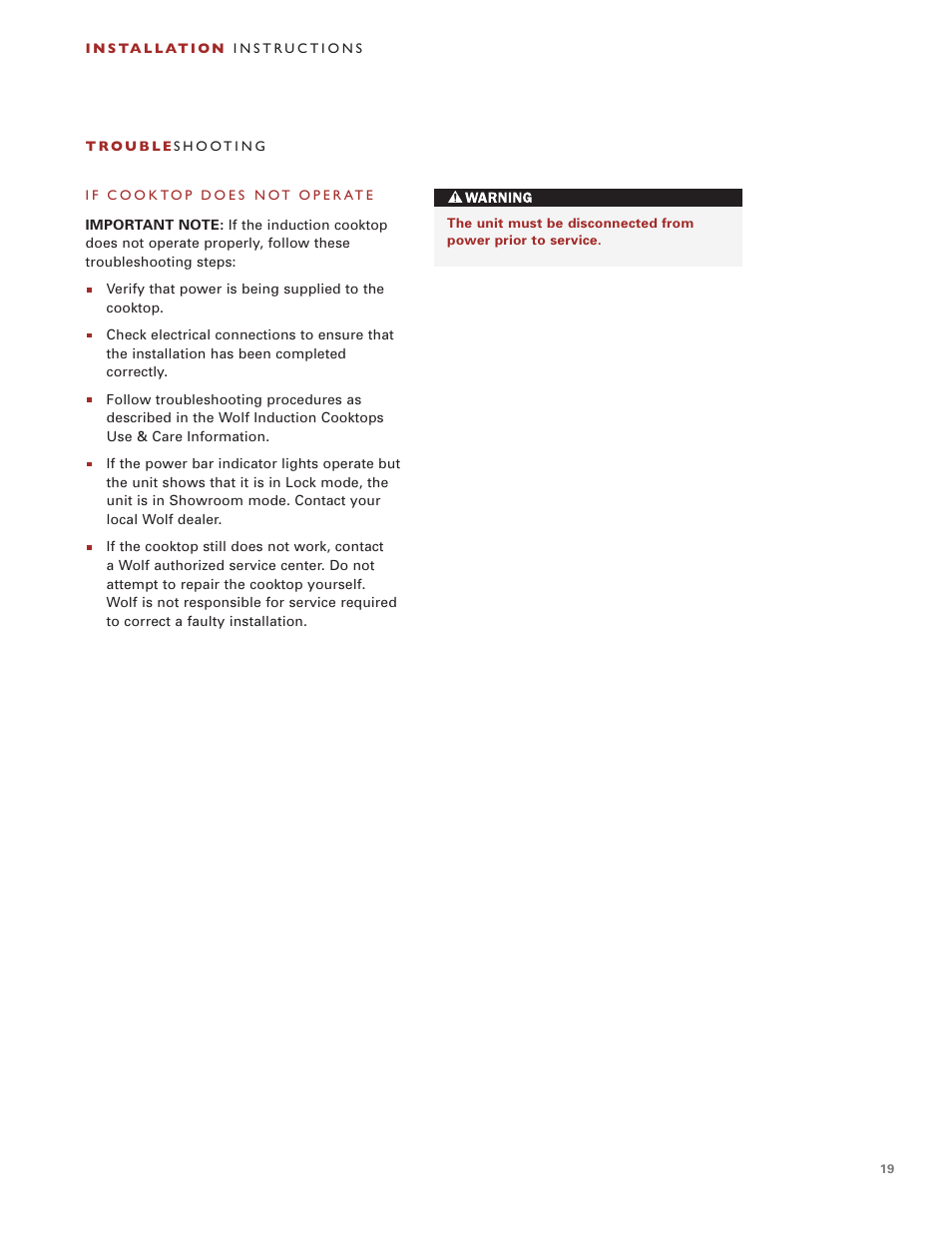 Wolf Induction s ICBCT30I User Manual | Page 19 / 88