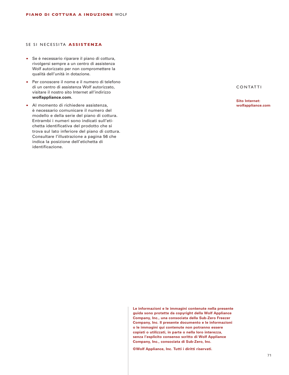 Wolf Induction s ICBCT30I User Manual | Page 71 / 88