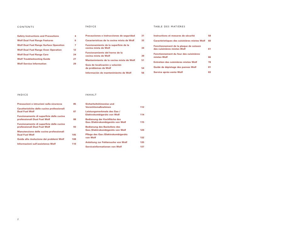 Wolf DUAL FUEL RANGES 105 User Manual | Page 2 / 140