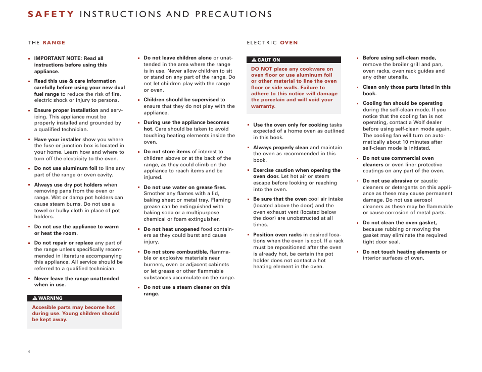 Wolf DUAL FUEL RANGES 105 User Manual | Page 4 / 140