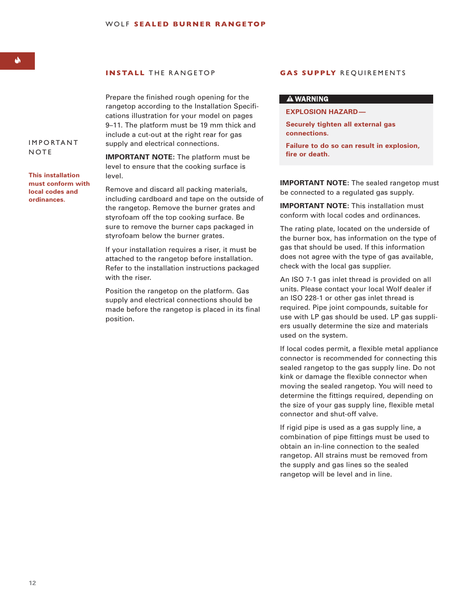 Wolf ICBSRT304 User Manual | Page 12 / 74