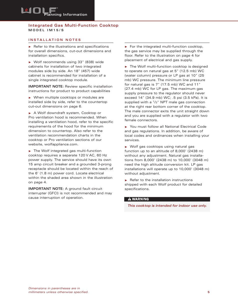 Wolf IM15/S User Manual | Page 5 / 6