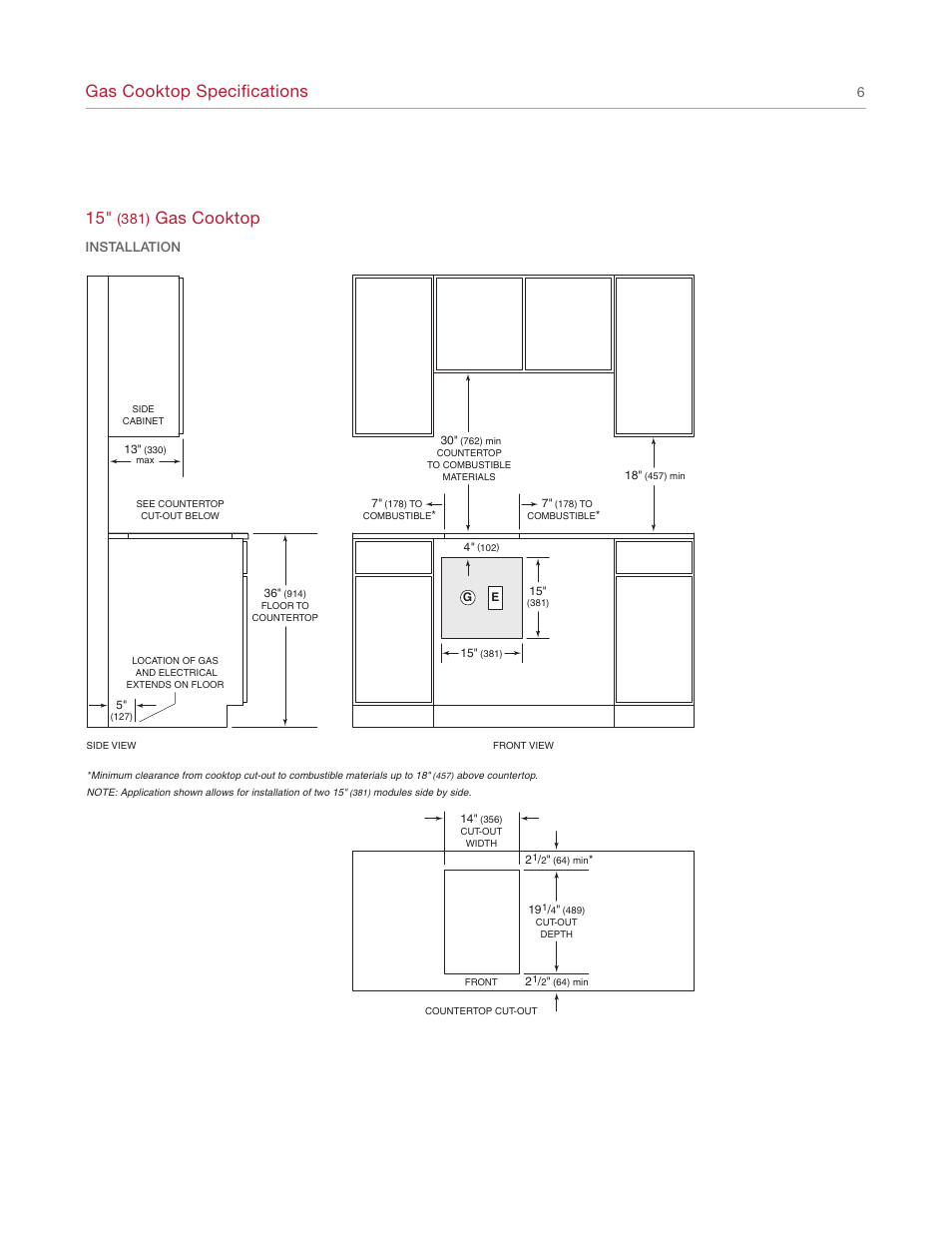 Gas cooktop specifications, Gas cooktop | Wolf REV-A 5/2010 814990 User Manual | Page 6 / 16