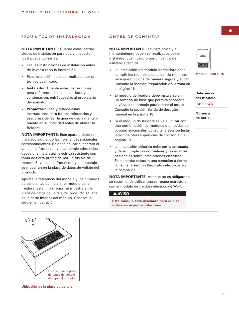 Wolf ICBIF15/S User Manual | Page 14 / 43