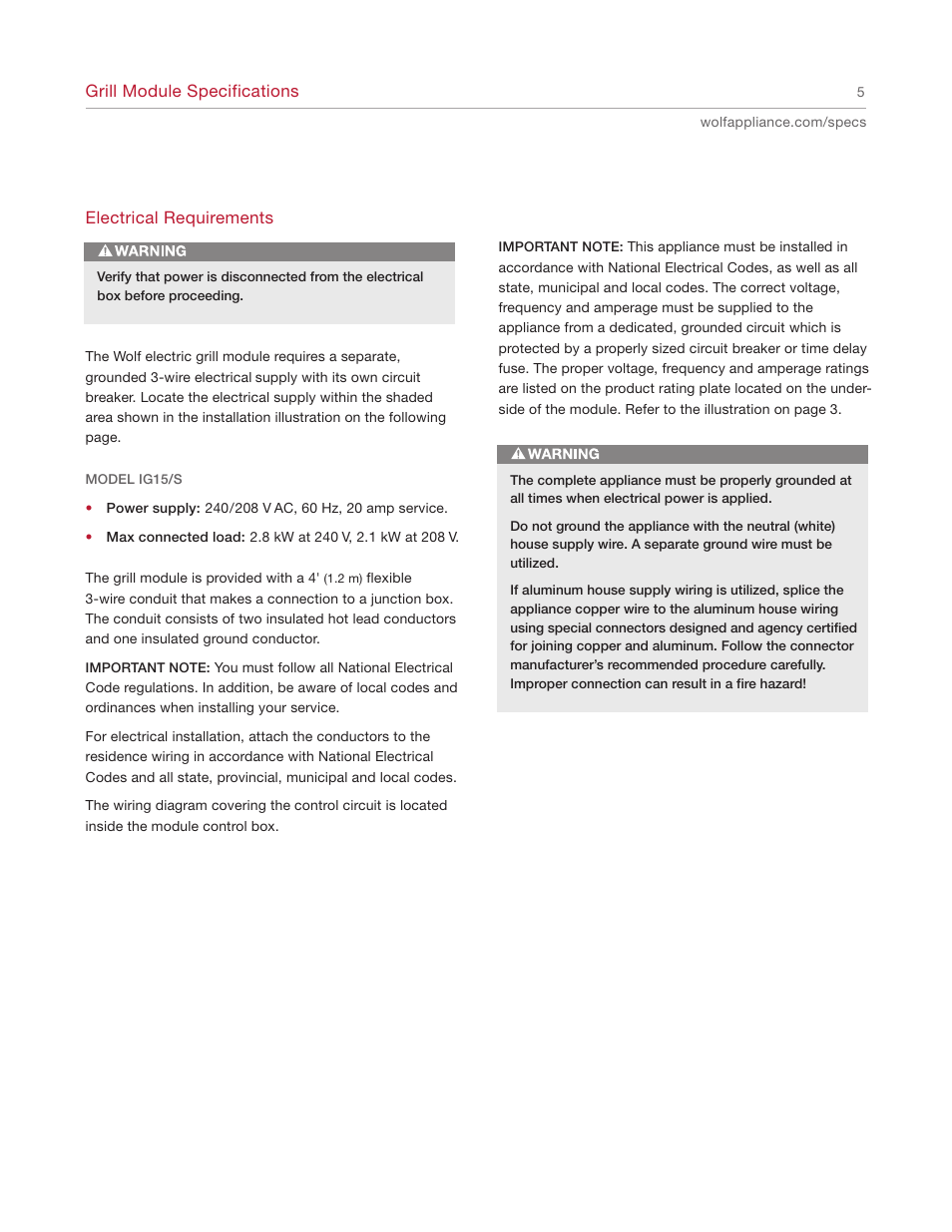 Wolf IG15/S User Manual | Page 5 / 12