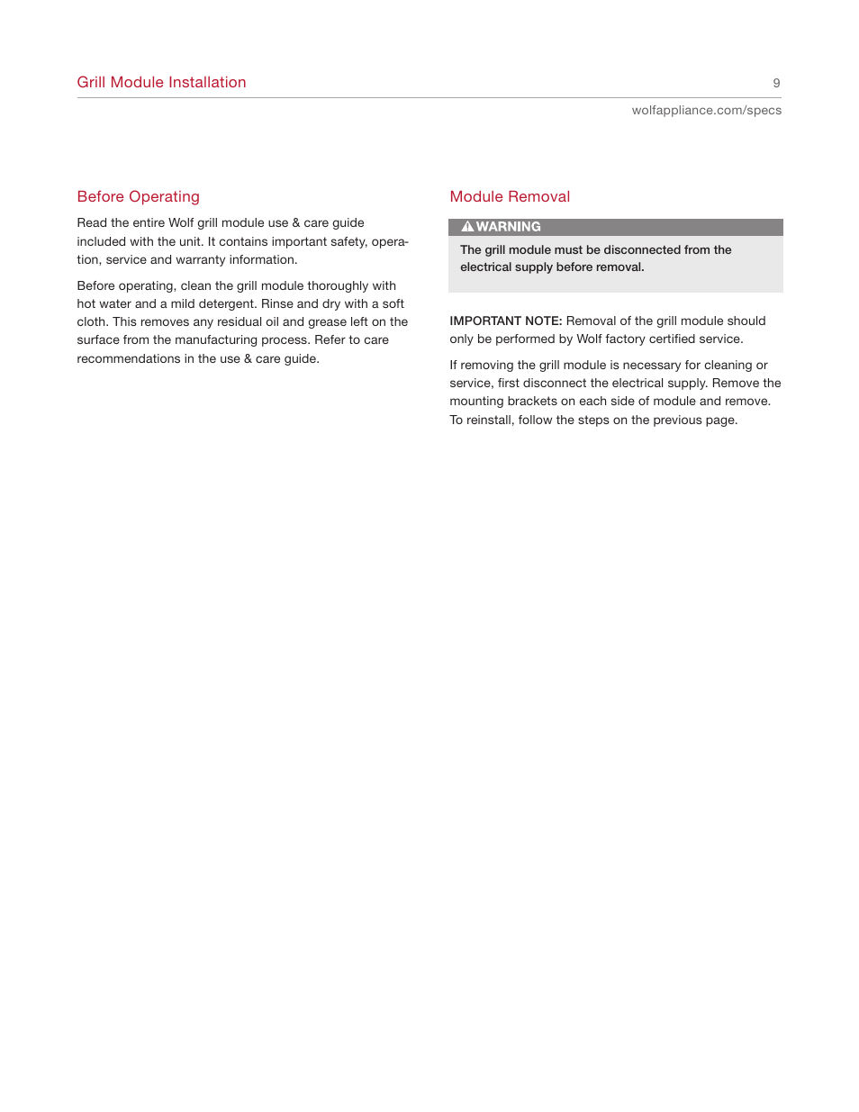 Wolf IG15/S User Manual | Page 9 / 12