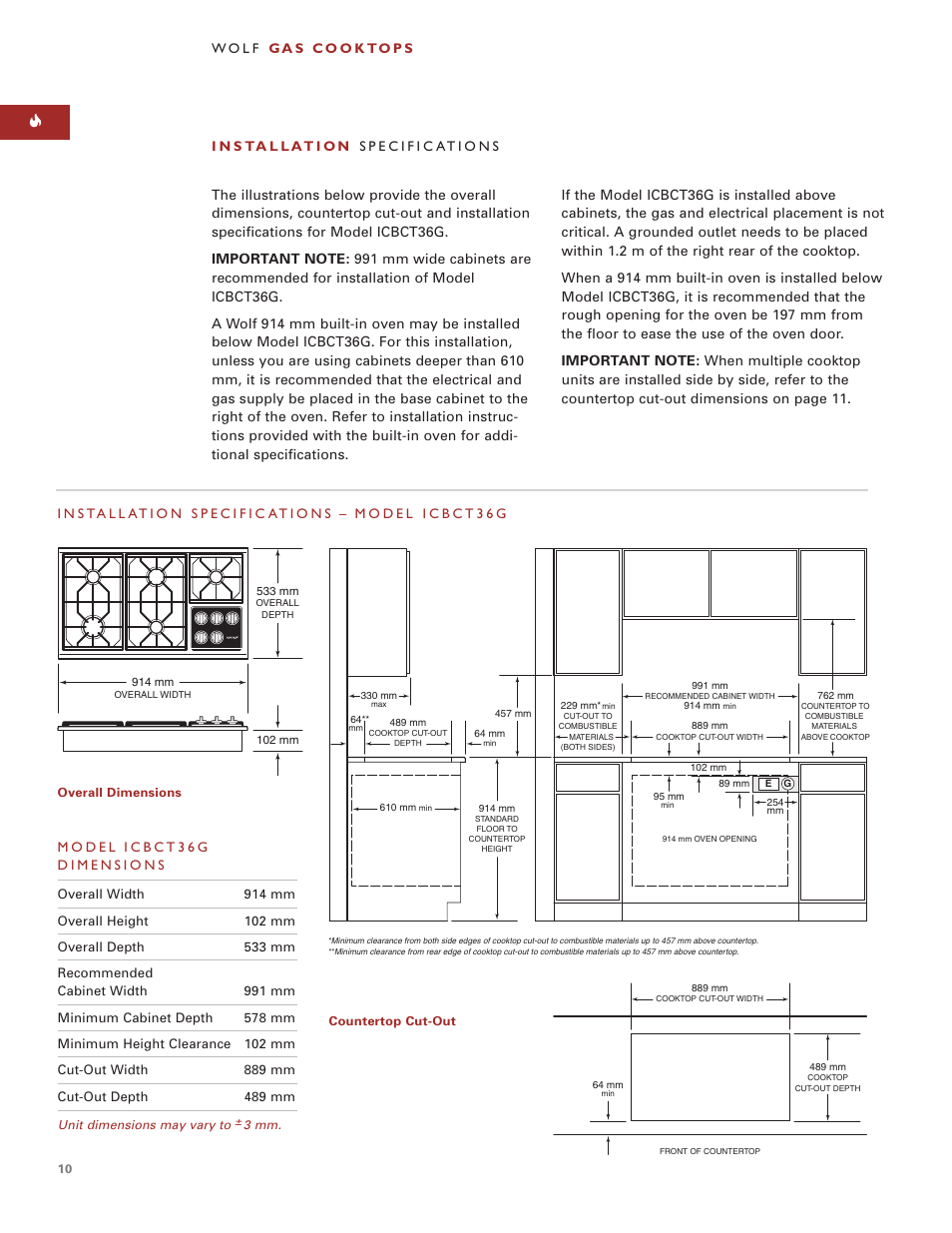Wolf ICBCT15G User Manual | Page 10 / 74