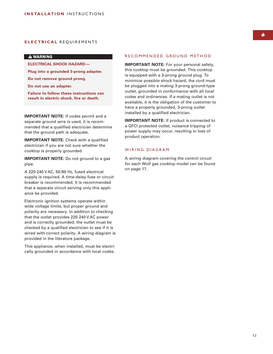 Wolf ICBCT15G User Manual | Page 13 / 74