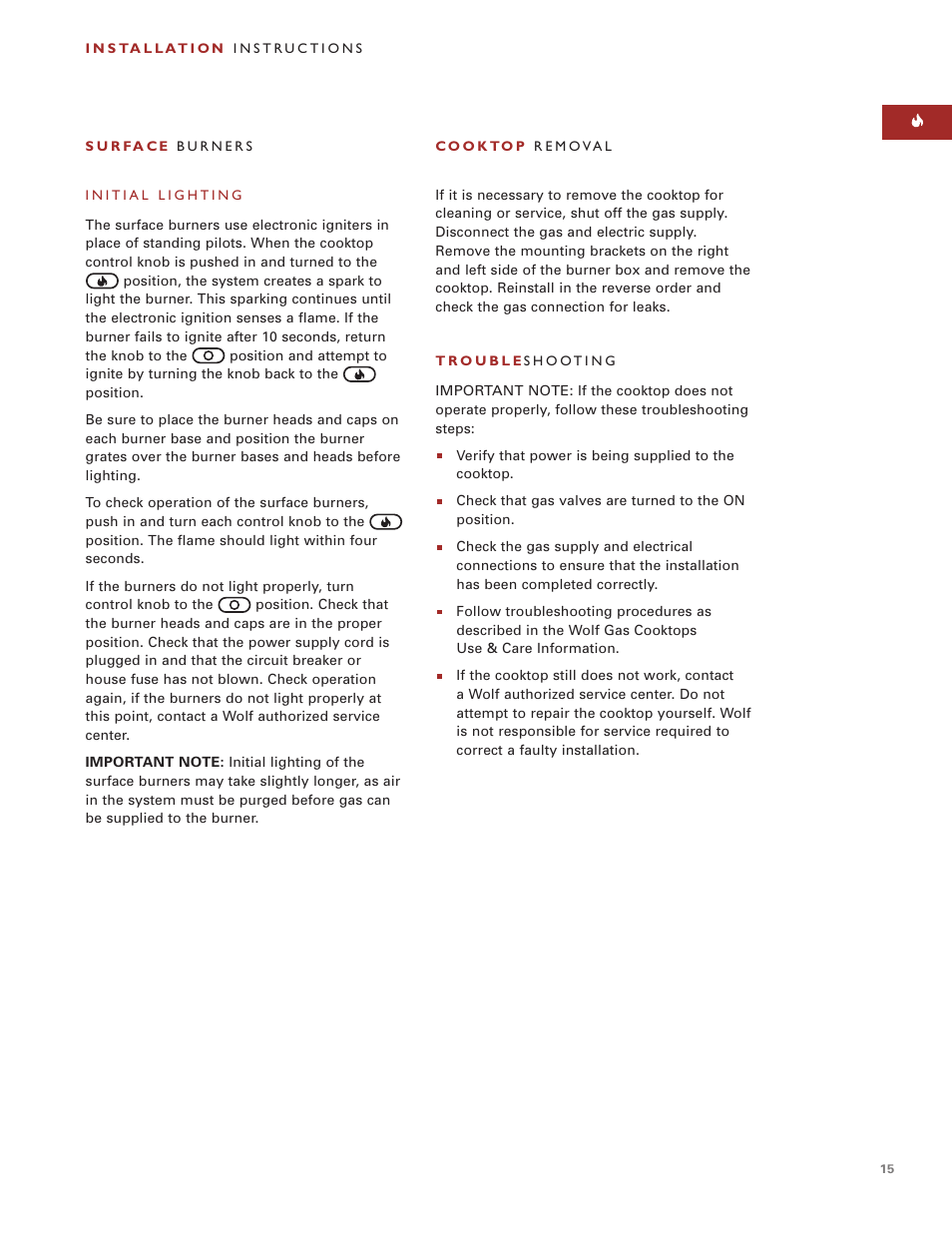 Wolf ICBCT15G User Manual | Page 15 / 74