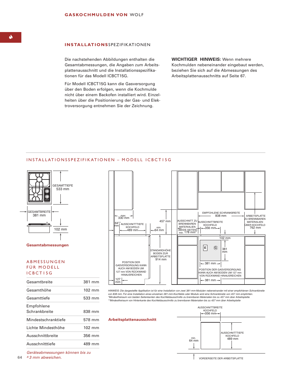 Wolf ICBCT15G User Manual | Page 64 / 74