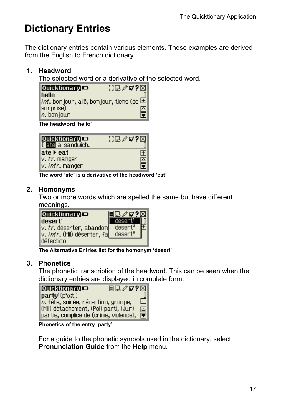 Dictionary entries | Wizcom Quicktionary 3 Lite User Manual | Page 17 / 21