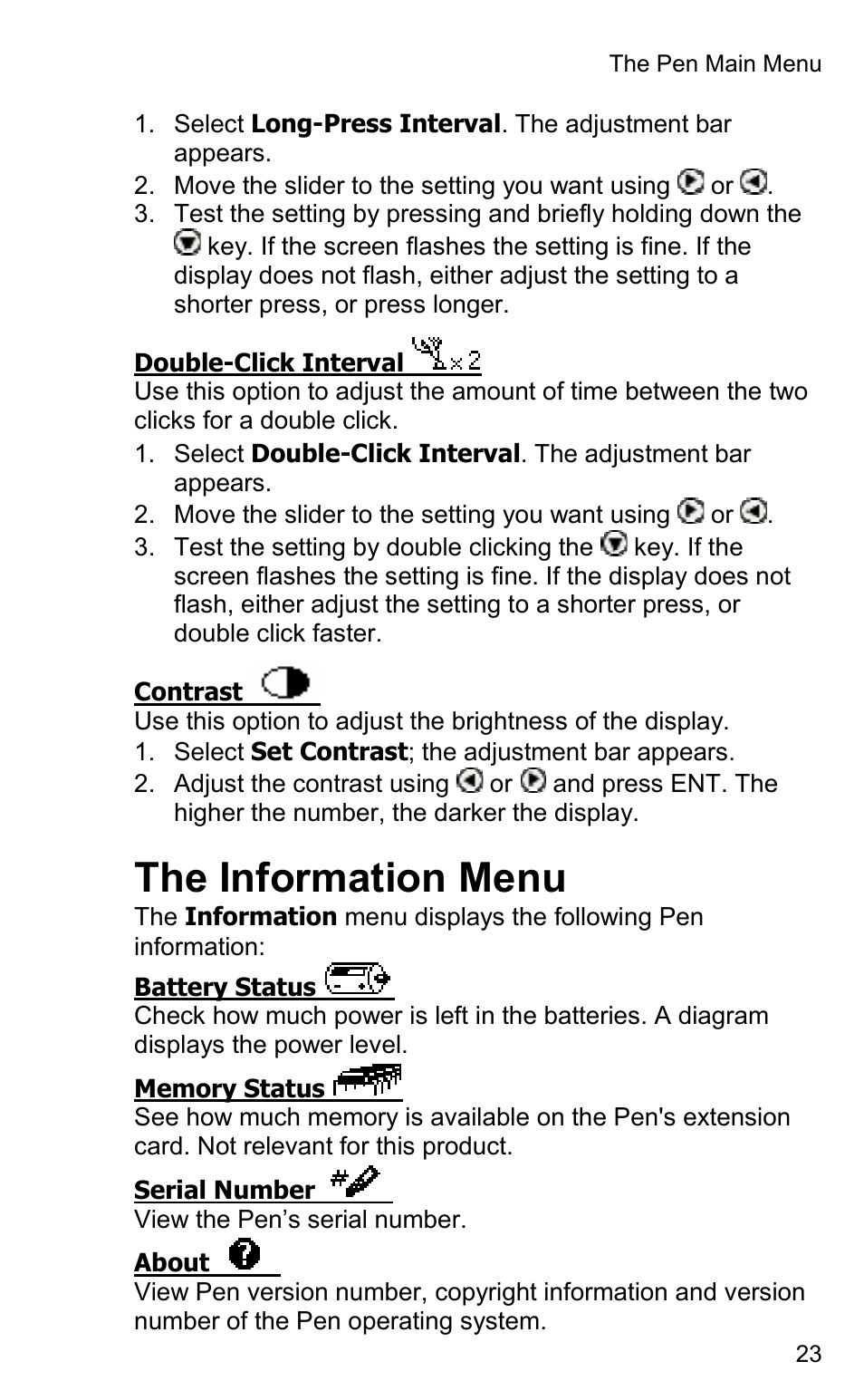 The information menu | Wizcom Quicktionary 2 User Manual | Page 23 / 25