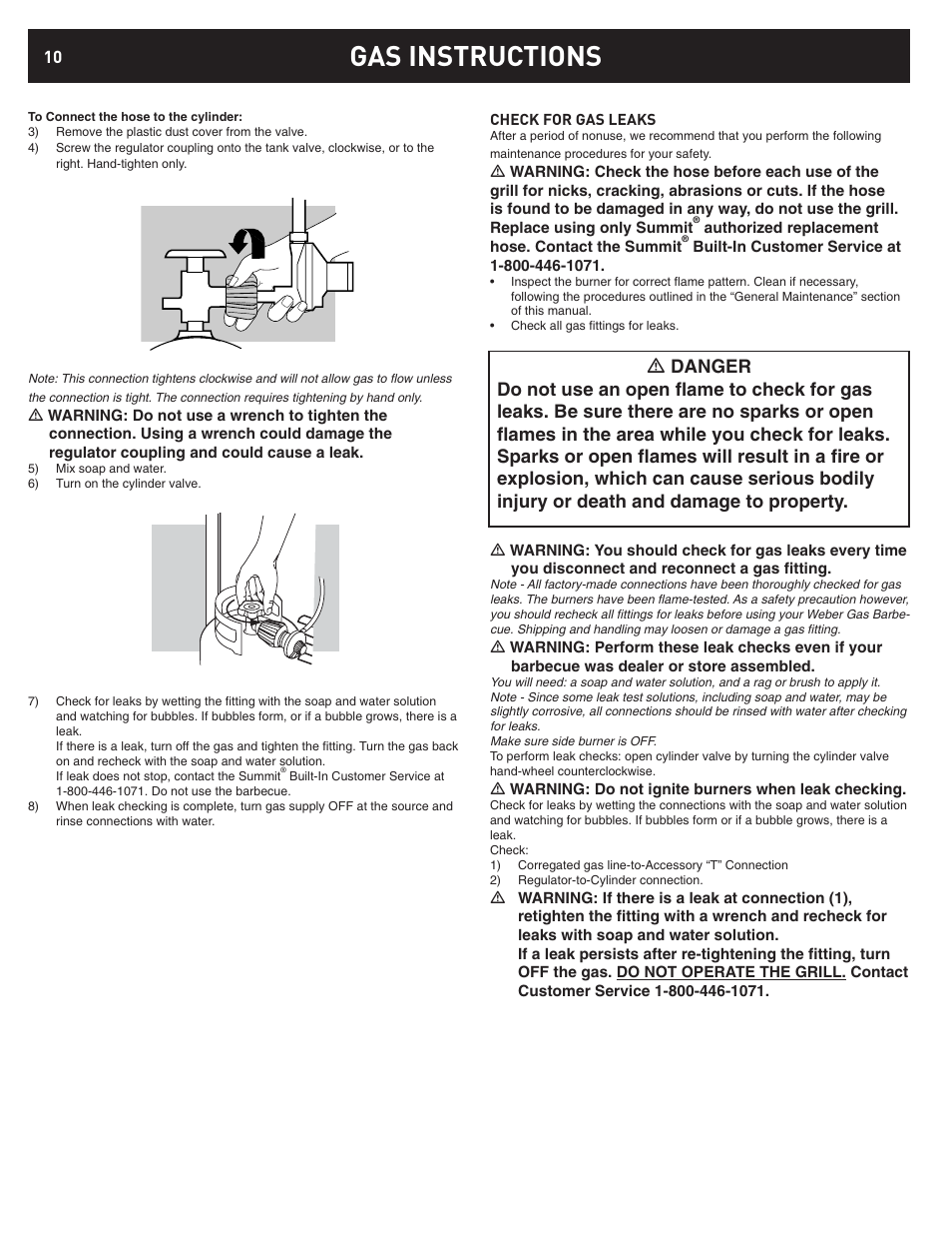 Gas instructions | weber 42376 User Manual | Page 10 / 16