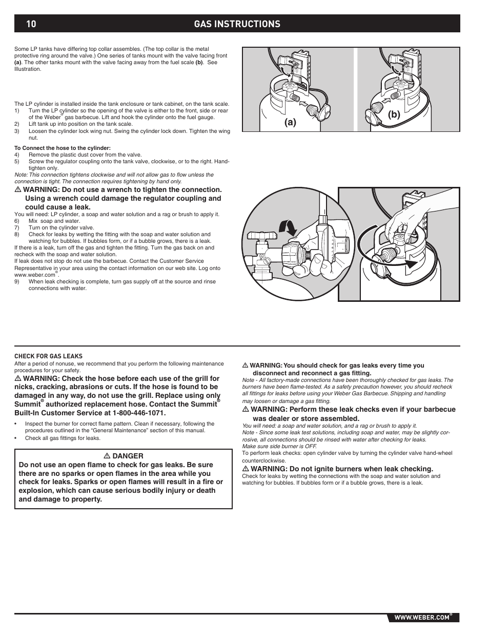 A) (b) gas instructions | weber 89796 User Manual | Page 10 / 44