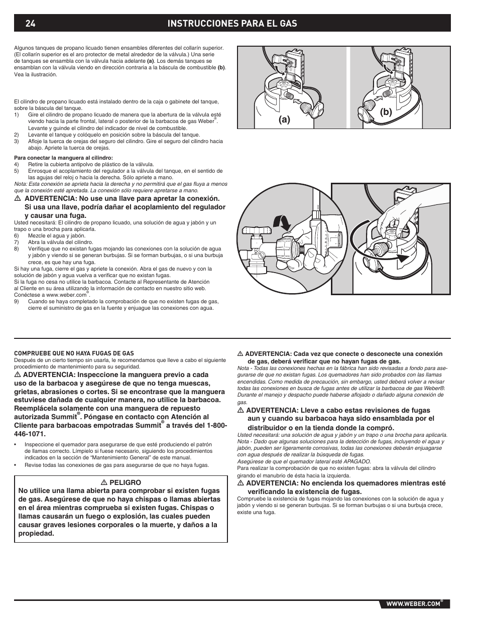A) (b) instrucciones para el gas | weber 89796 User Manual | Page 24 / 44
