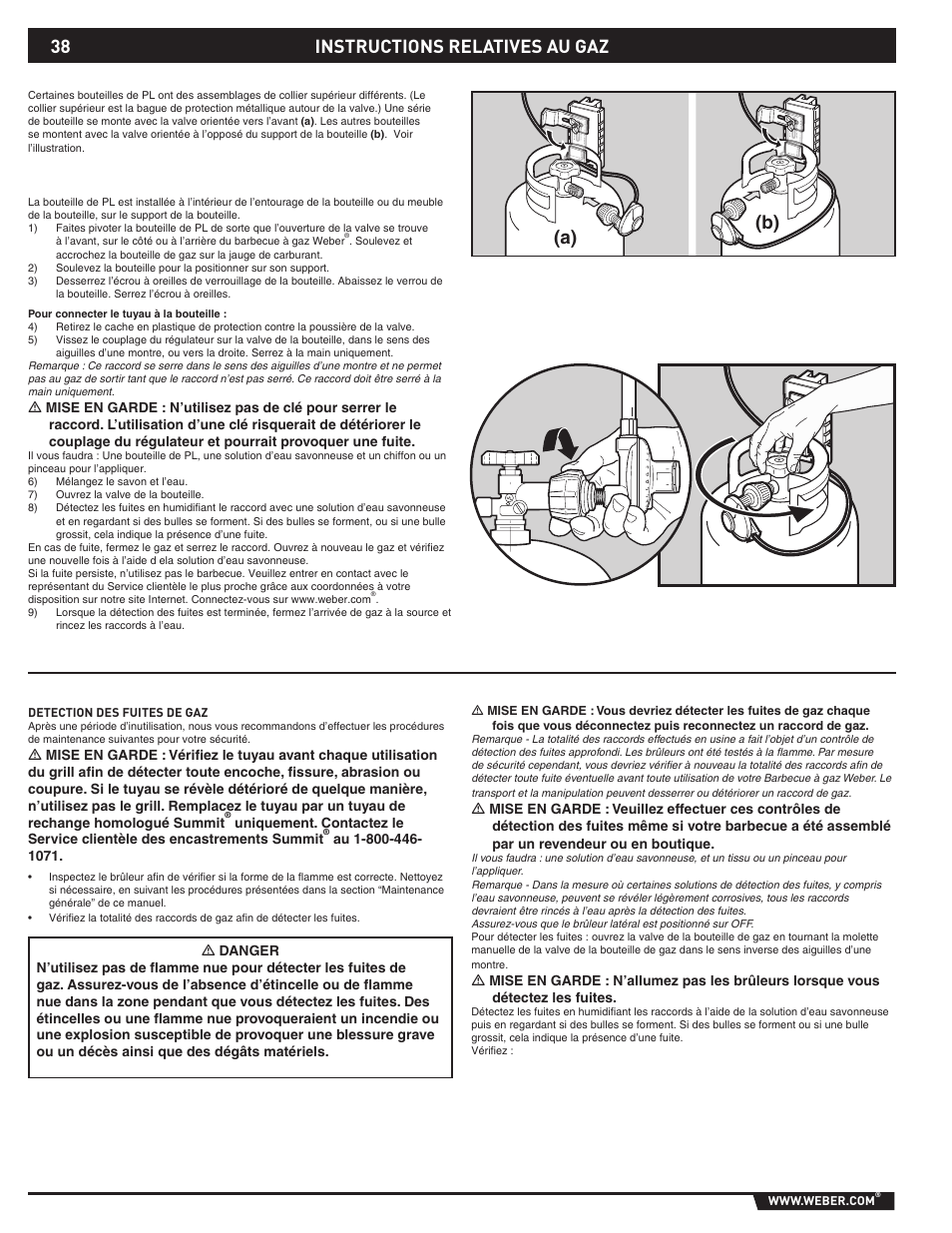 A) (b) instructions relatives au gaz | weber 89796 User Manual | Page 38 / 44