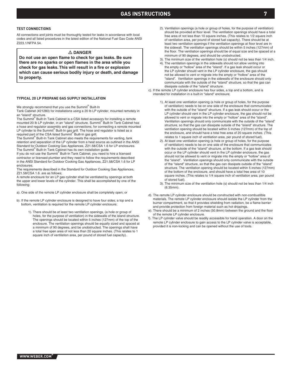 Gas instructions | weber 89796 User Manual | Page 7 / 44