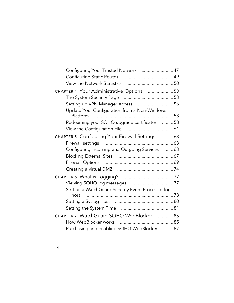 WatchGuard Technologies SOHO User Manual | Page 14 / 118