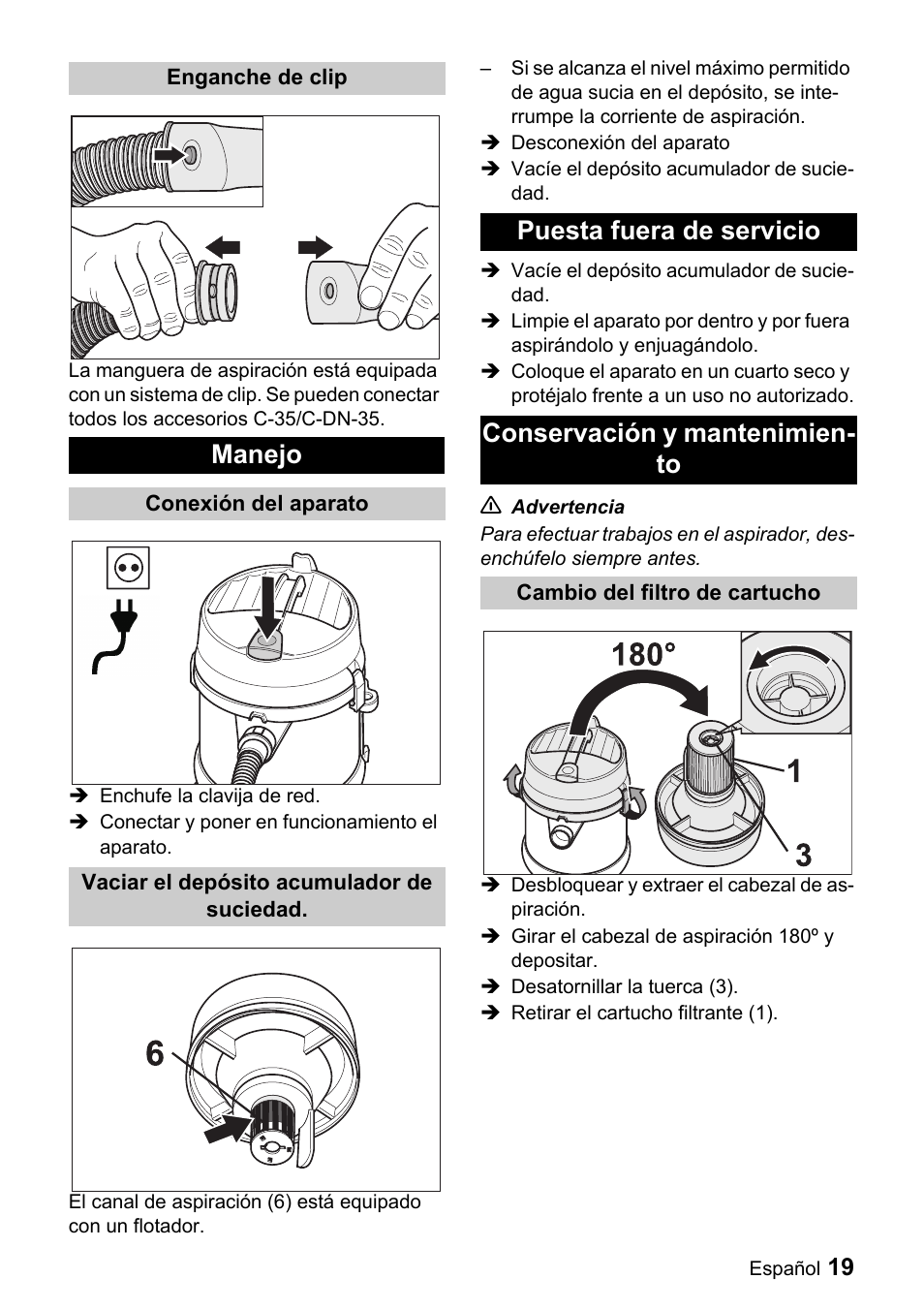 Manejo | Windsor Recover 7 User Manual | Page 19 / 25
