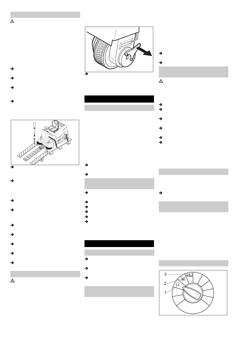 Puesta en marcha, Funcionamiento | Windsor Sweeper RRB 360 User Manual | Page 47 / 60