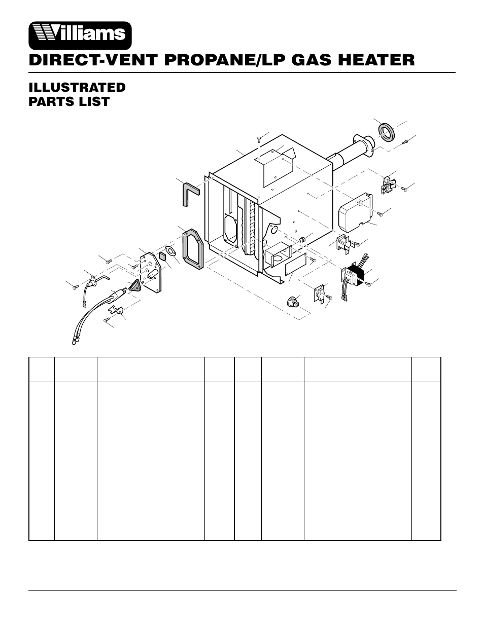 Direct-vent propane/lp gas heater, Illustrated parts list | Williams 2503531 User Manual | Page 22 / 28