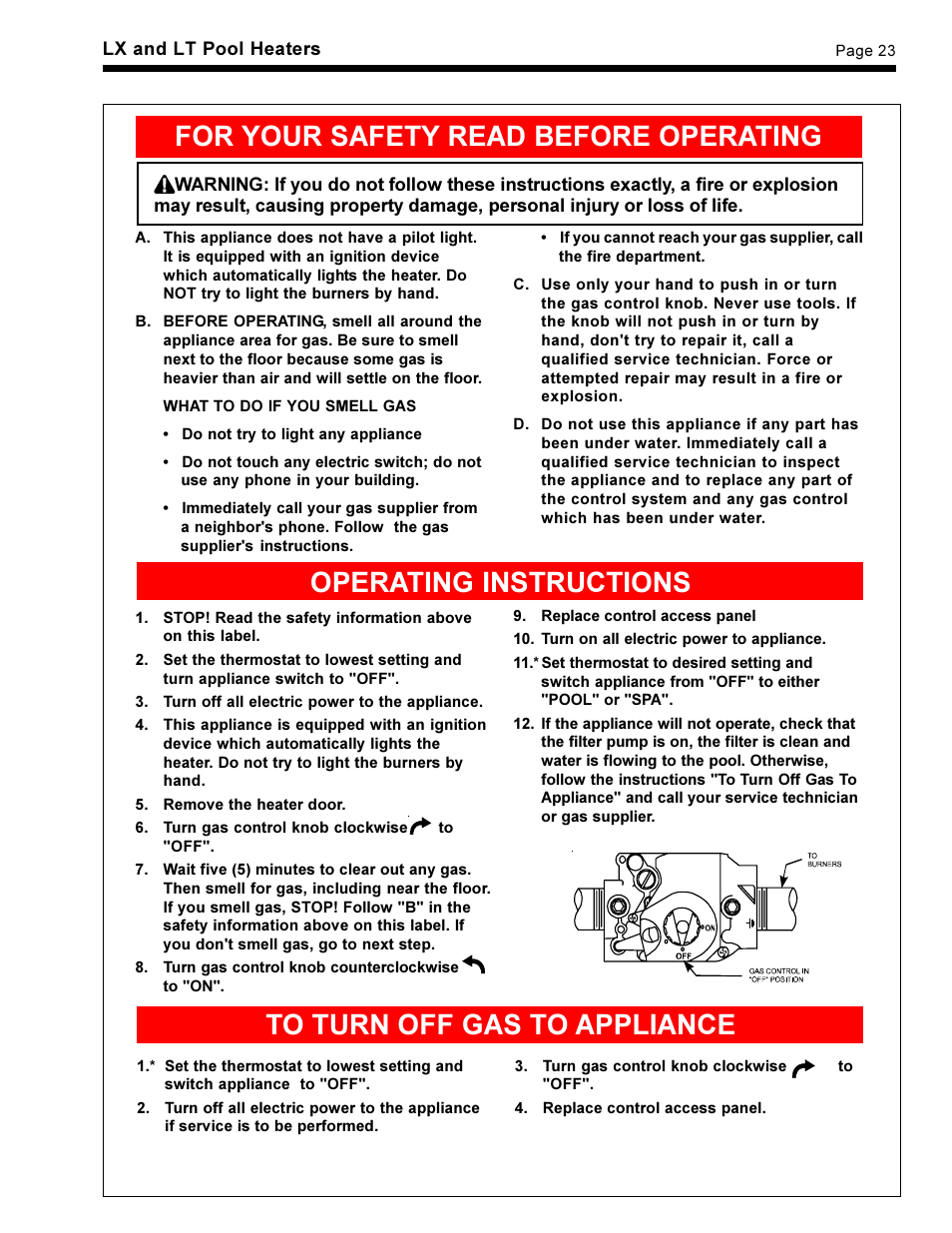 For your safety read before operating, Operating instructions | Waterpik Technologies pool/spa heater User Manual | Page 25 / 32
