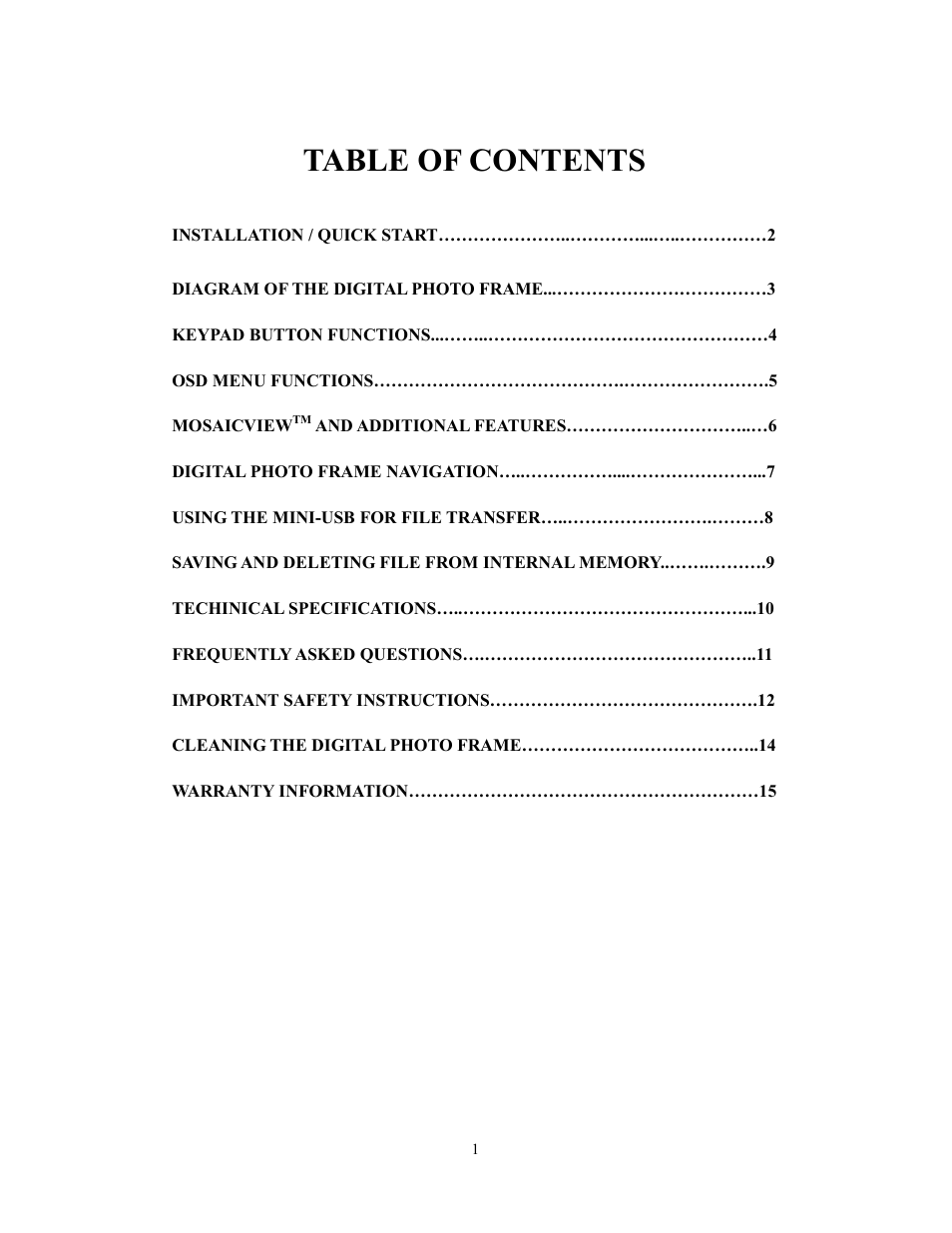 Westinghouse DPF-0702 User Manual | Page 2 / 48