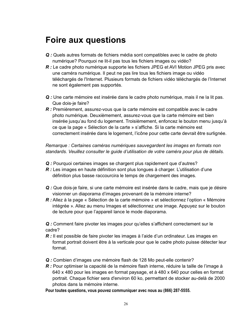 Foire aux questions | Westinghouse DPF-0702 User Manual | Page 27 / 48