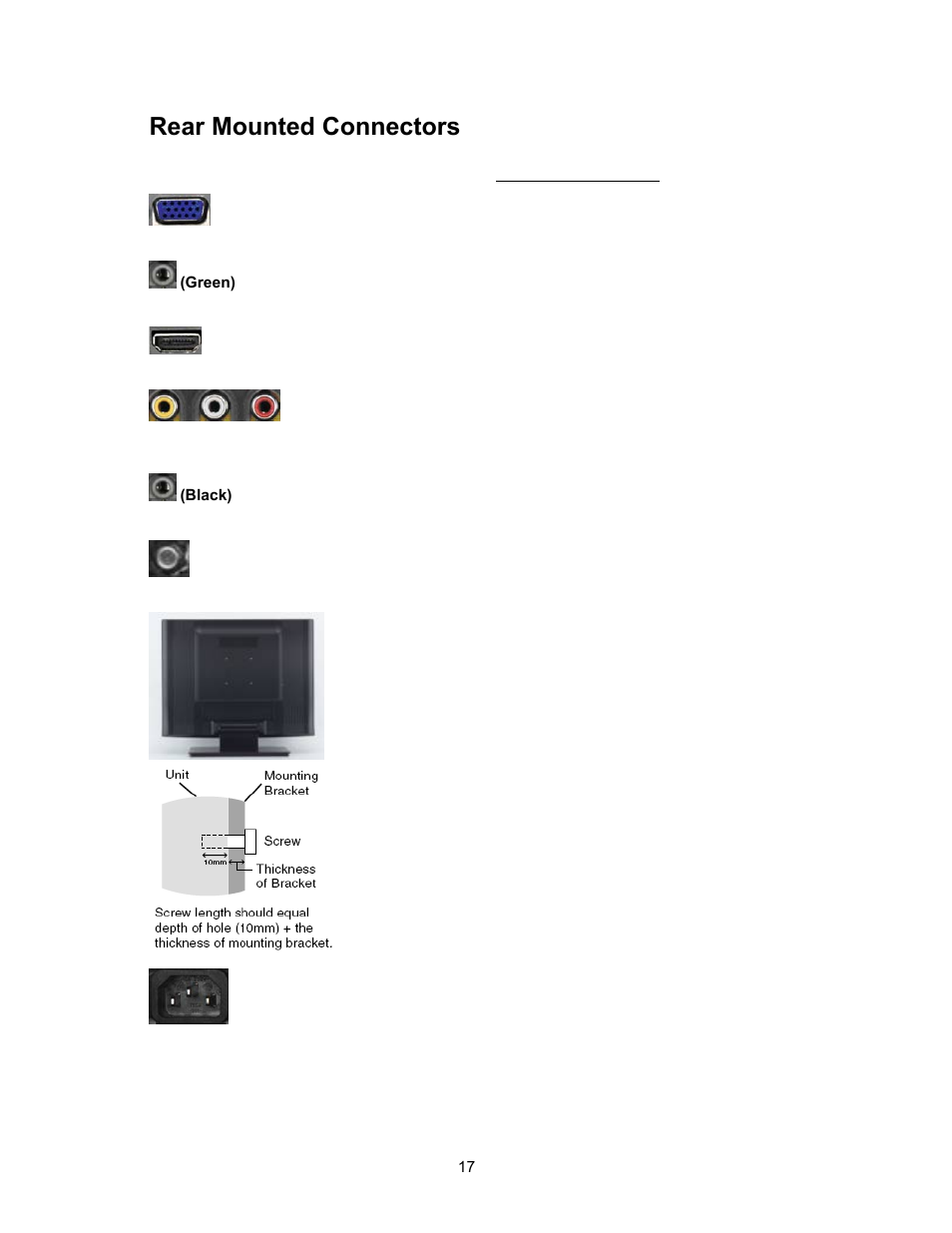 Rear mounted connectors | Westinghouse SK-16H120S User Manual | Page 19 / 46