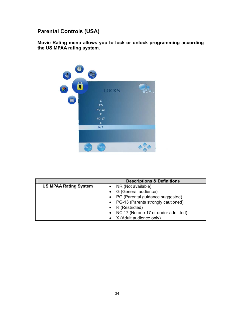 Parental controls (usa) | Westinghouse SK-16H120S User Manual | Page 36 / 46