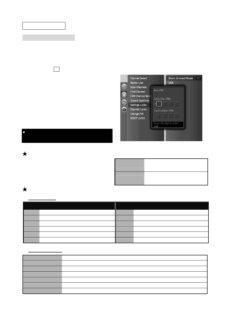 Ratings locks, Using lock settings | Westinghouse VK-40F580D User Manual | Page 42 / 62