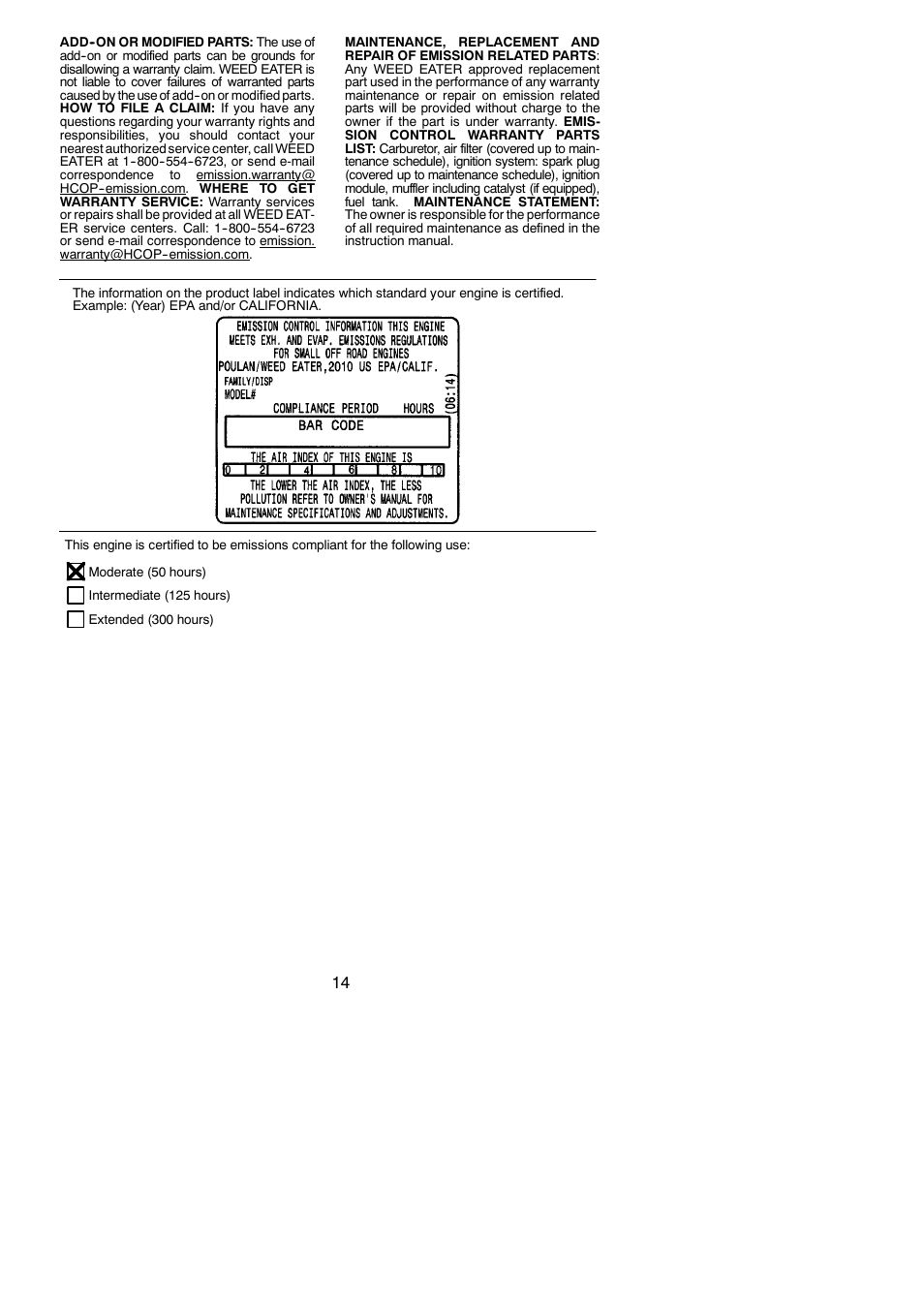 Weed Eater 952711829 User Manual | Page 14 / 14