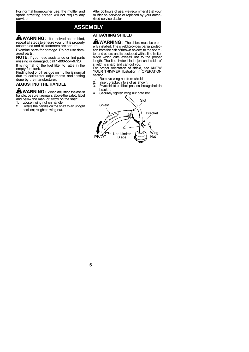 Assembly | Weed Eater 952711829 User Manual | Page 5 / 14