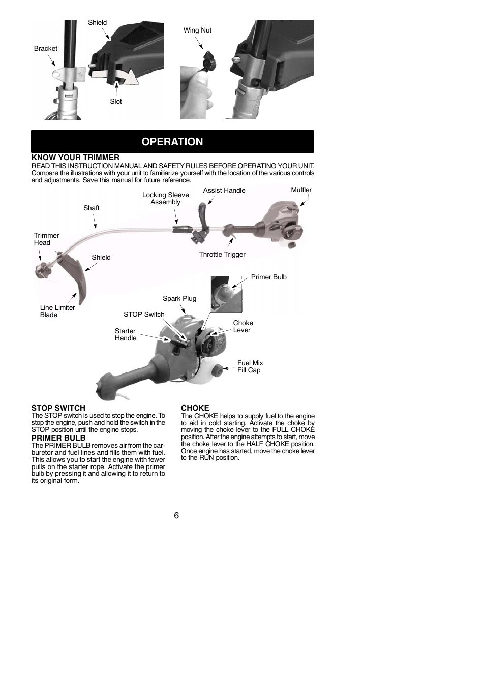 Operation | Weed Eater FX26SC User Manual | Page 6 / 14