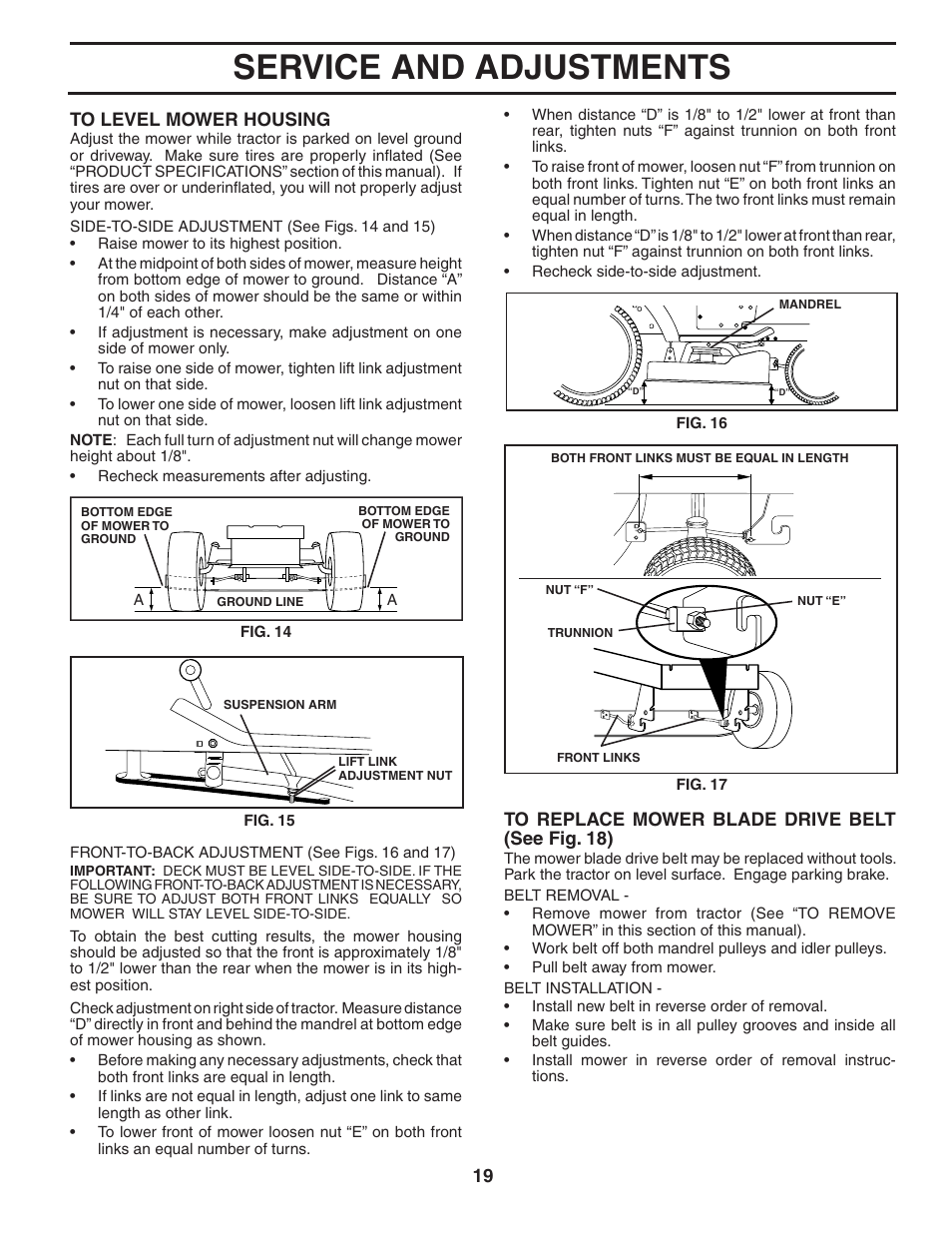 Service and adjustments | Weed Eater 191087 User Manual | Page 19 / 48