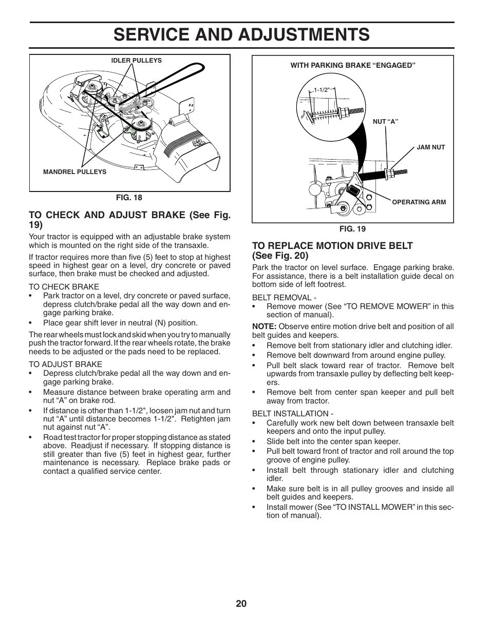 Service and adjustments | Weed Eater 191087 User Manual | Page 20 / 48