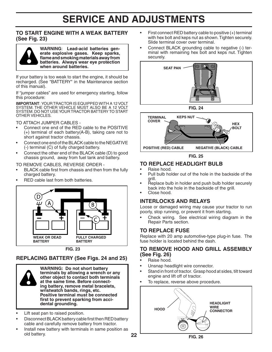 Service and adjustments | Weed Eater 191087 User Manual | Page 22 / 48