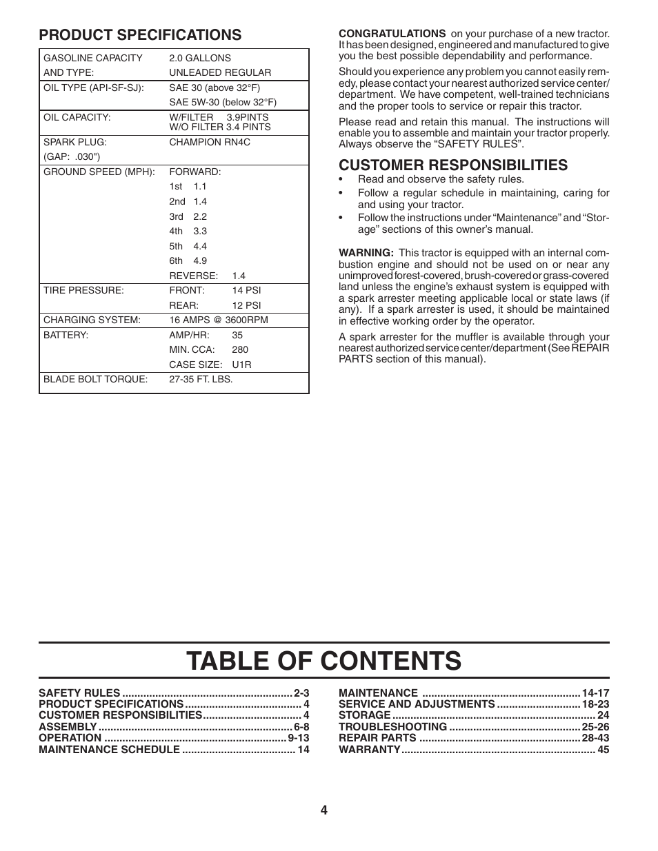 Weed Eater 191087 User Manual | Page 4 / 48