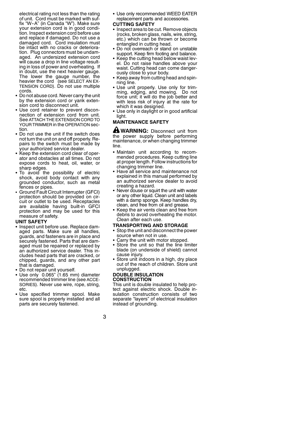 Weed Eater XT110S User Manual | Page 3 / 8