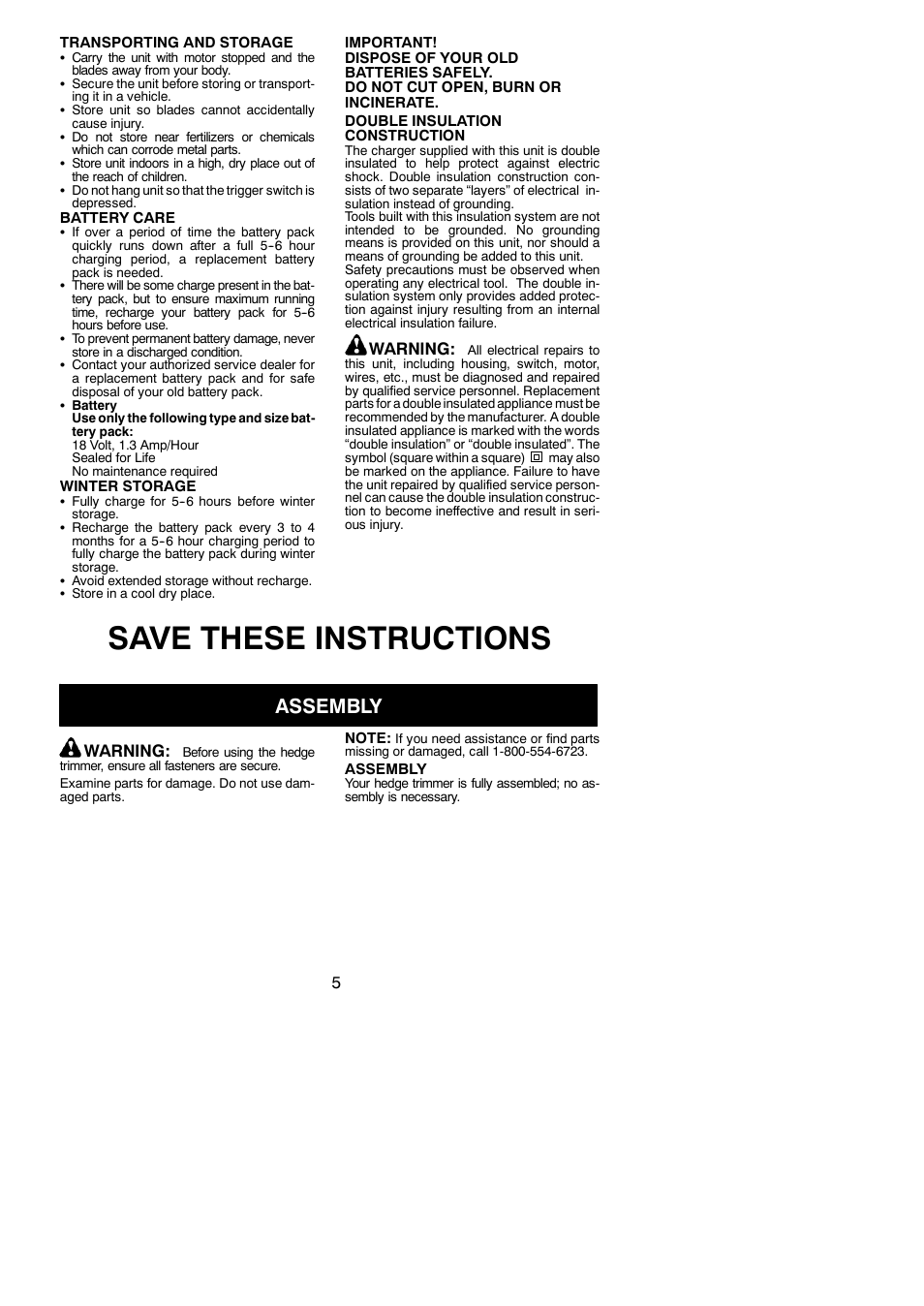 Assembly, Save these instructions | Weed Eater 952711899 User Manual | Page 5 / 10