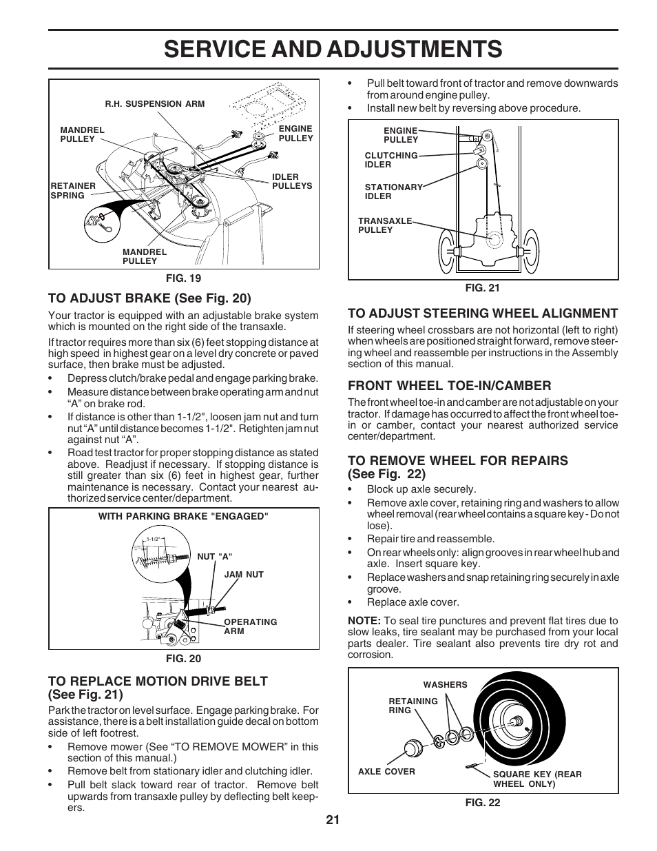 Service and adjustments | Weed Eater WE12538K User Manual | Page 21 / 48