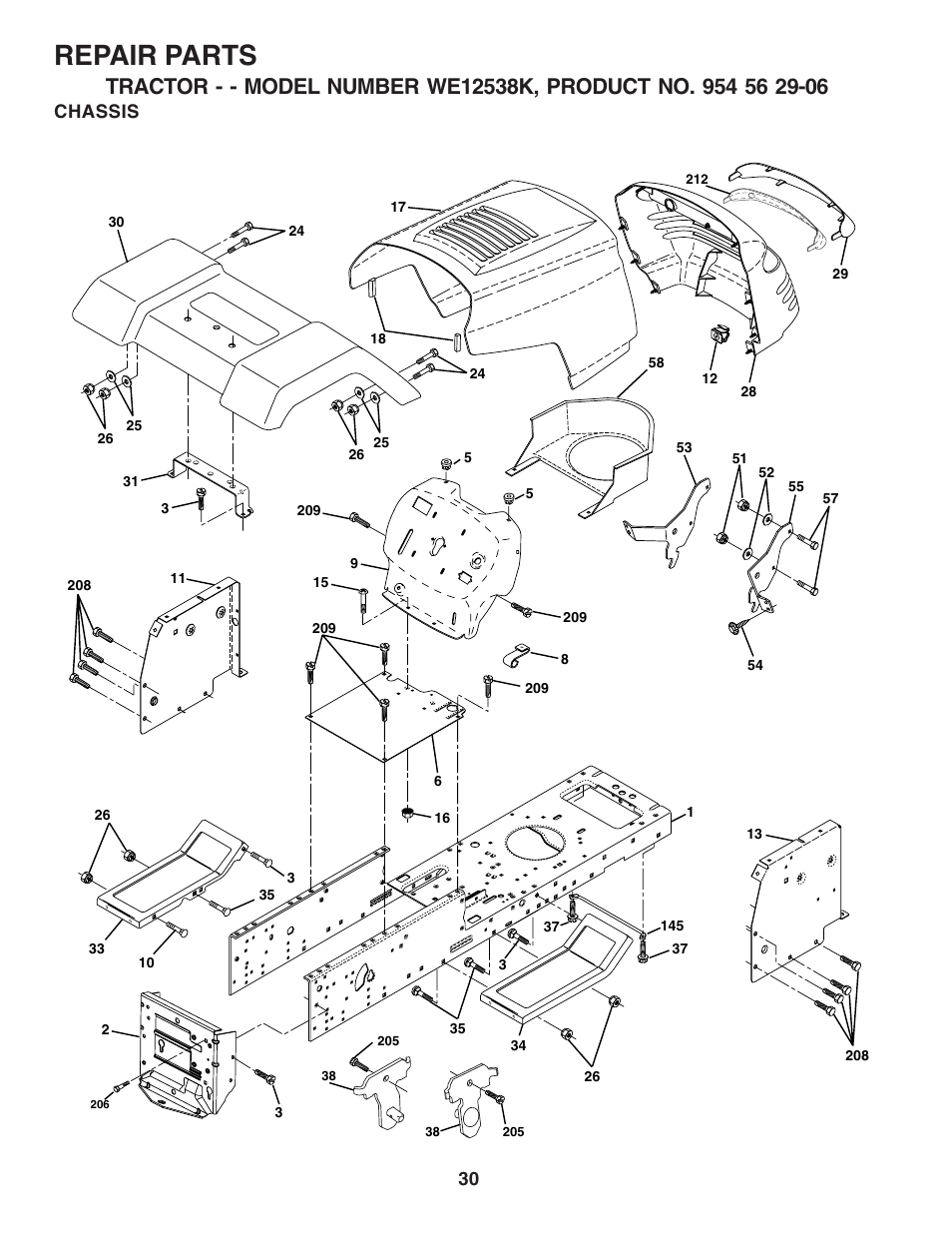 Repair parts, Chassis | Weed Eater WE12538K User Manual | Page 30 / 48