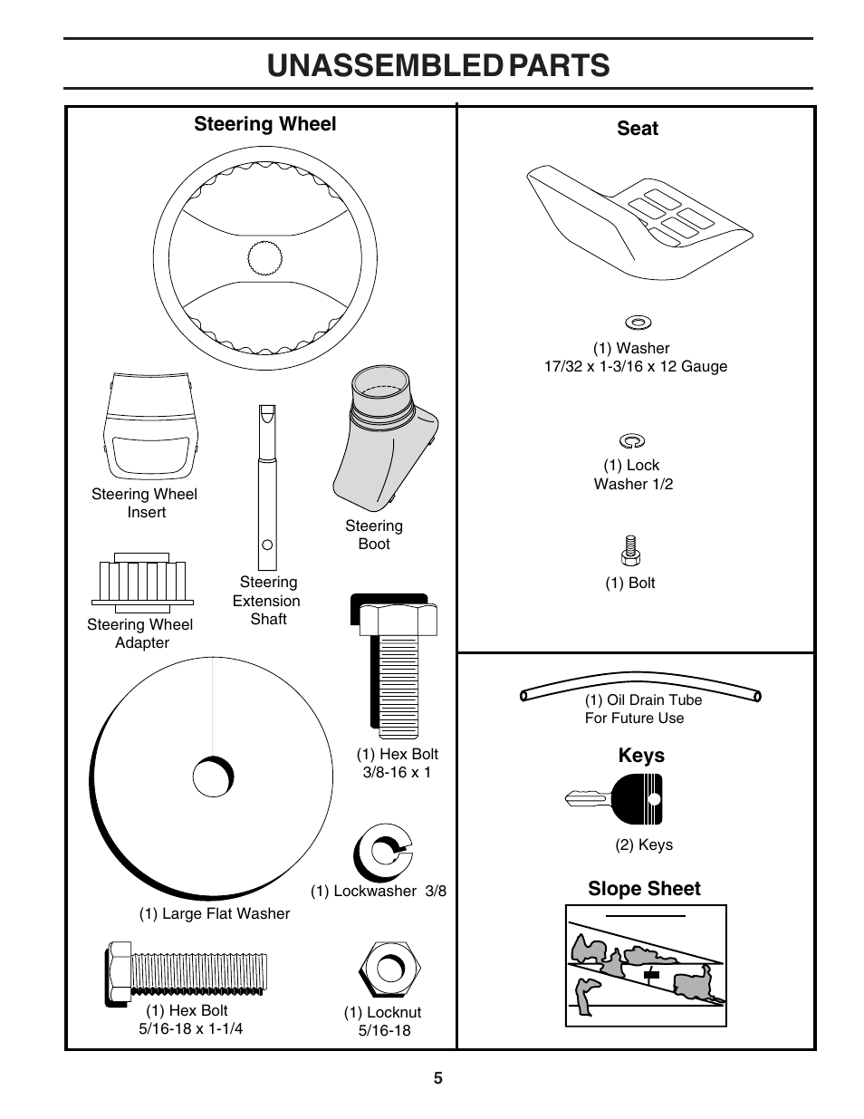 Unassembled parts | Weed Eater WE12538K User Manual | Page 5 / 48
