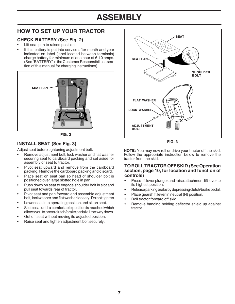 Assembly, How to set up your tractor | Weed Eater WE12538K User Manual | Page 7 / 48