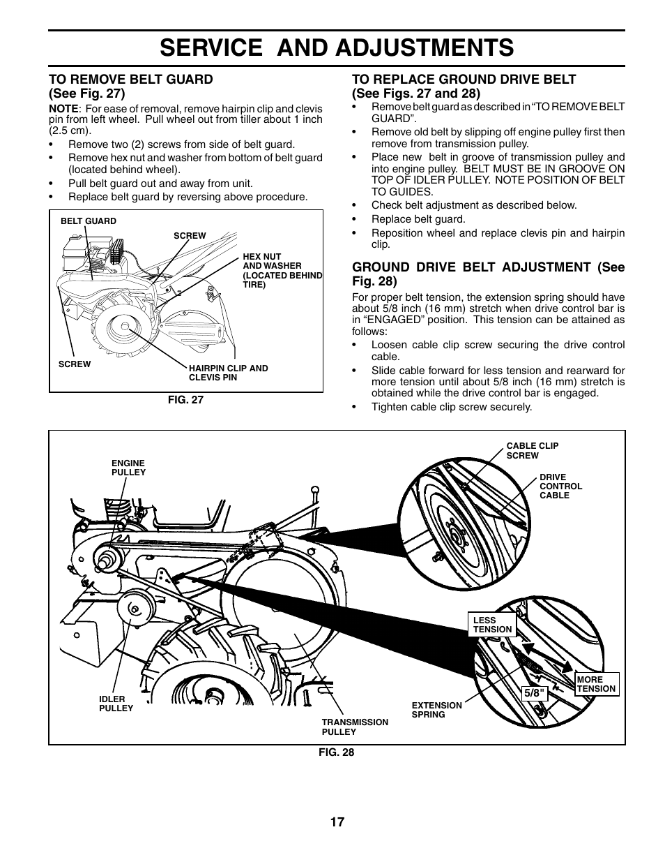 Service and adjustments | Weed Eater 186100 User Manual | Page 17 / 28