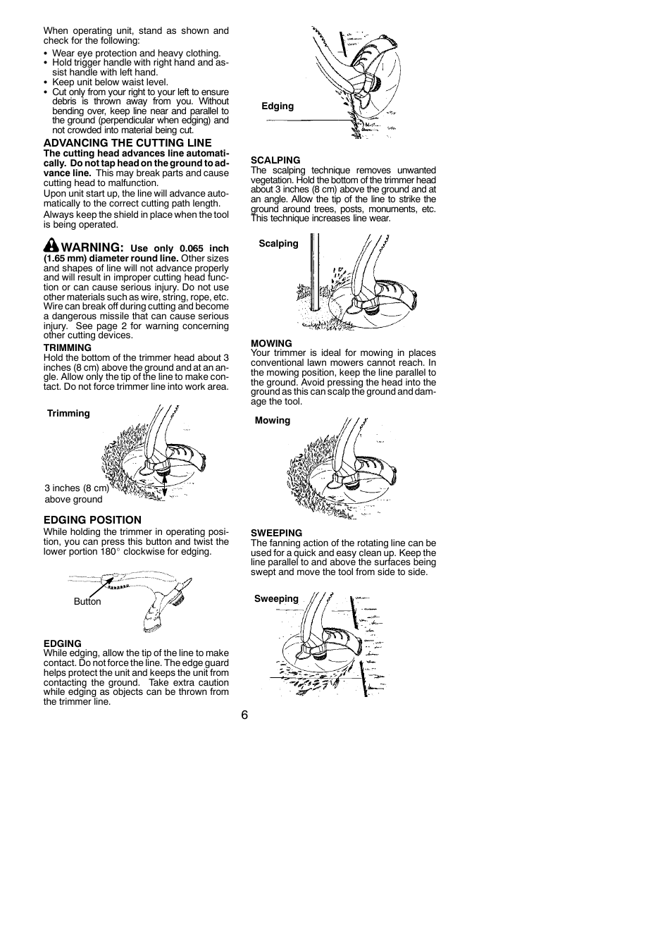 Warning | Weed Eater 952711711 User Manual | Page 6 / 9