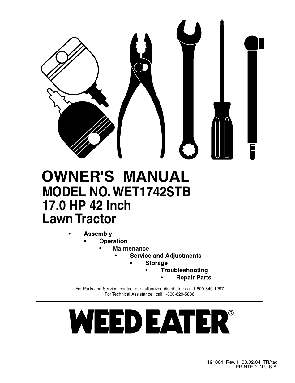 Weed Eater WET1742STB User Manual | 30 pages