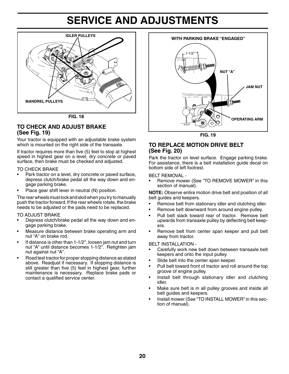 Service and adjustments | Weed Eater WET1742STB User Manual | Page 20 / 30