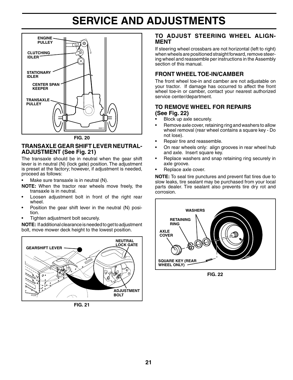 Service and adjustments, Front wheel toe-in/camber | Weed Eater WET1742STB User Manual | Page 21 / 30