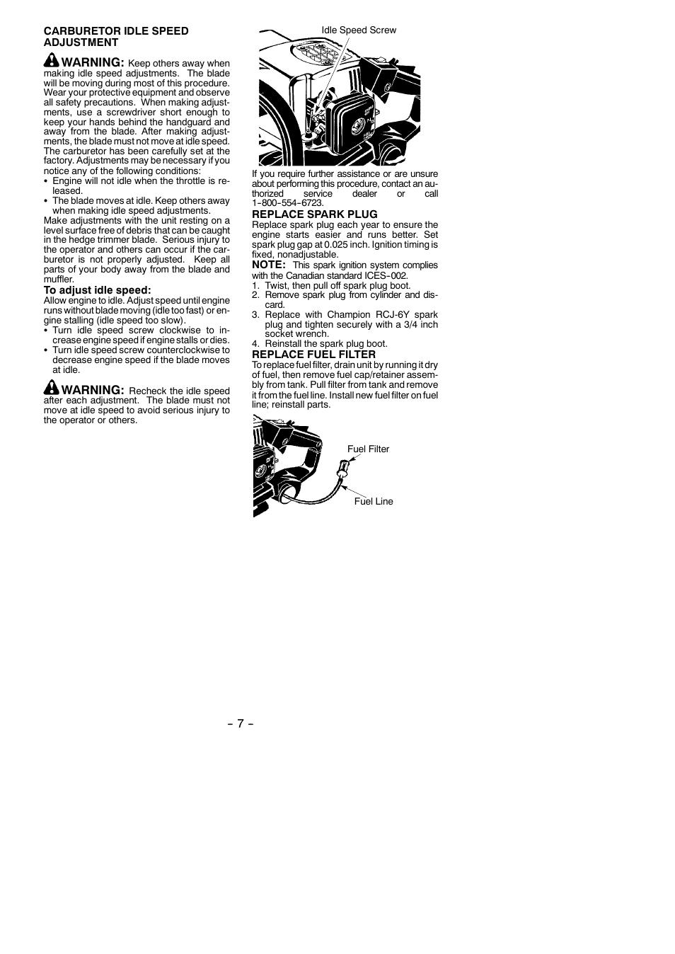 Warning | Weed Eater 952711803 User Manual | Page 7 / 11